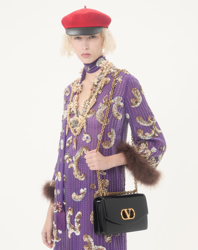 EMBROIDERED CHIFFON DRESS WITH FEATHERS 3