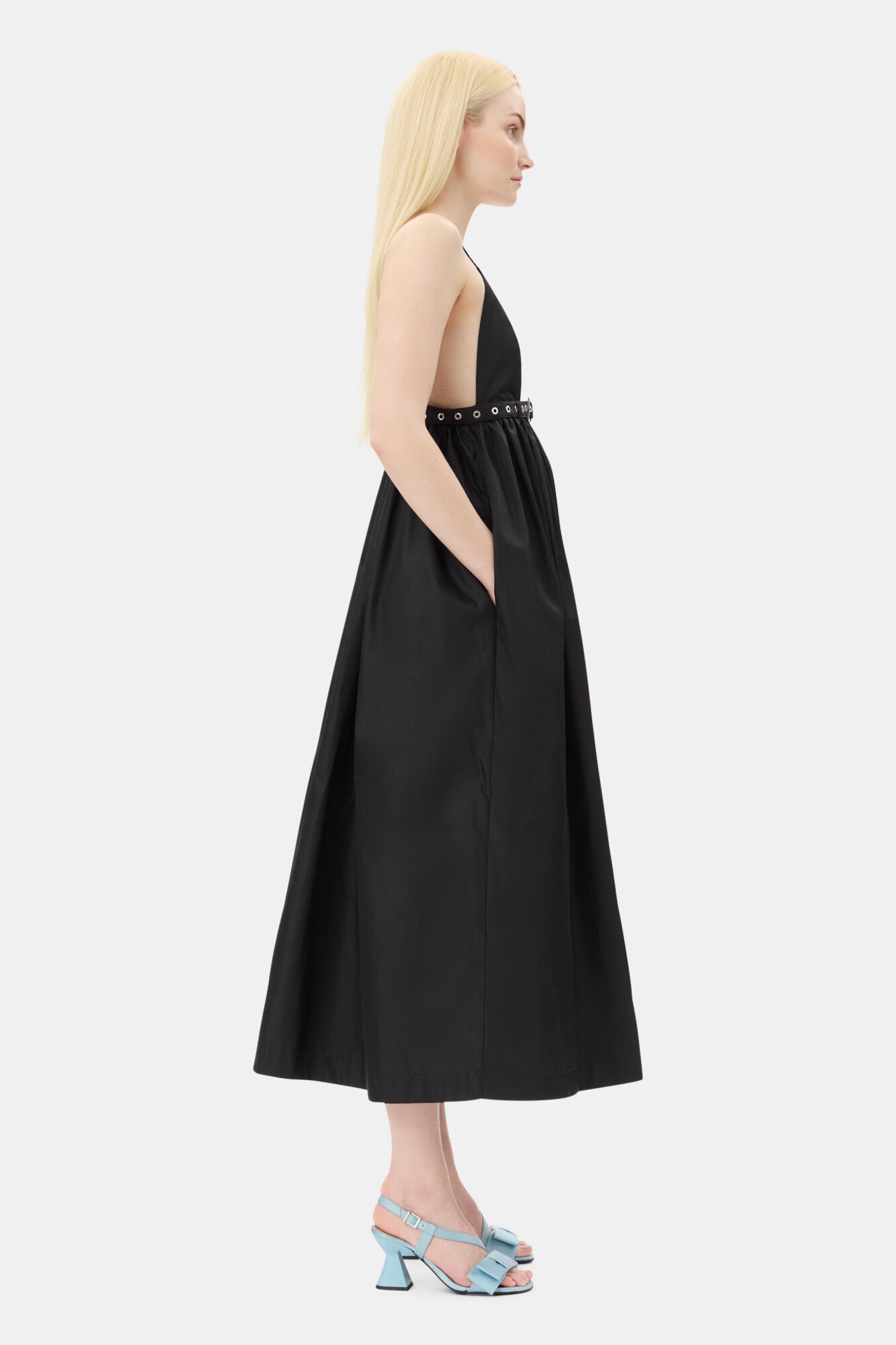 BLACK DUCHESSE NYLON STRAP DRESS - 4