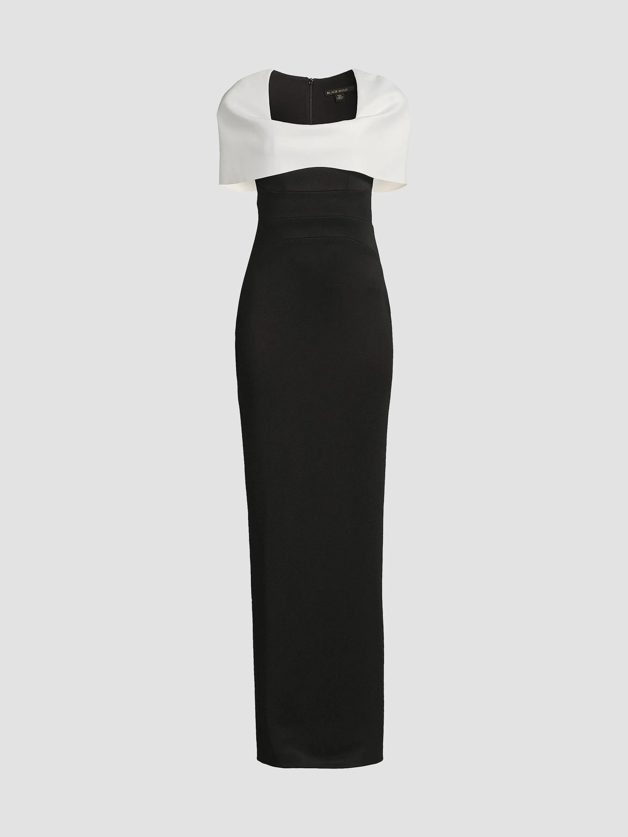 Women's Bernice Capelet Column Gown - Black Whip Cream - 1
