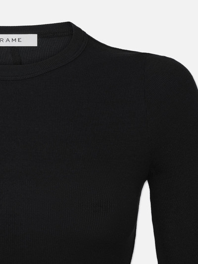 FRAME Long Sleeve Rib Crew in Black outlook