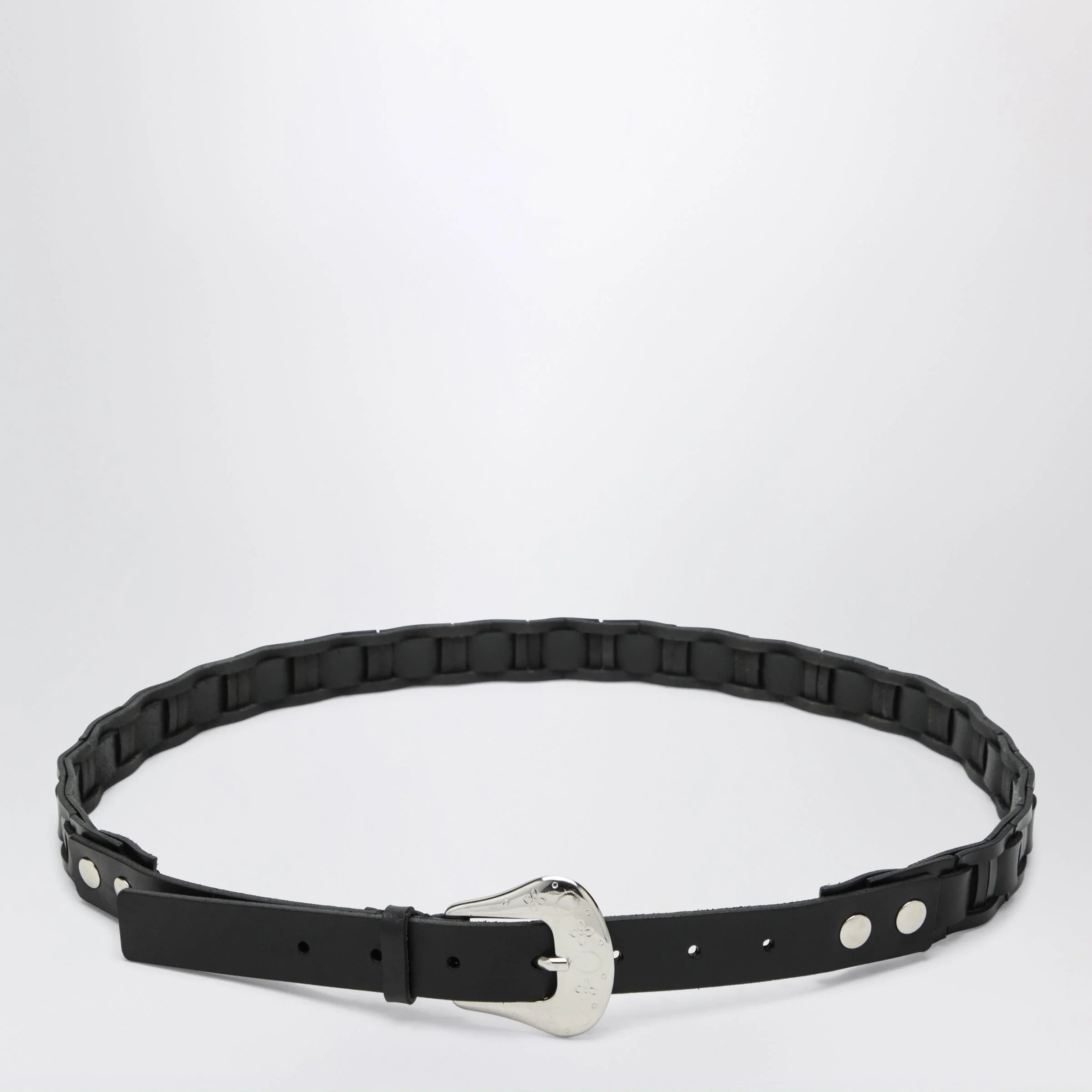 Black leather belt - 1