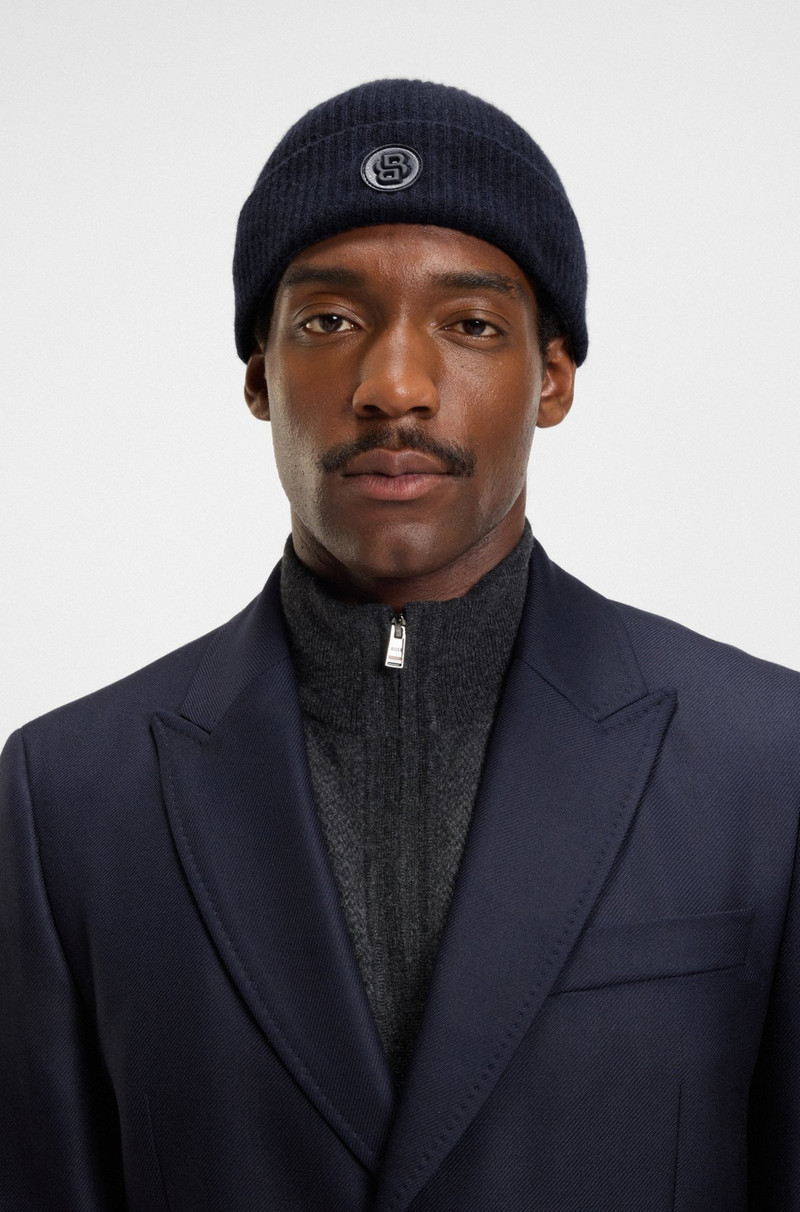 WOOL-CASHMERE BEANIE HAT WITH DOUBLE B MONOGRAM 3
