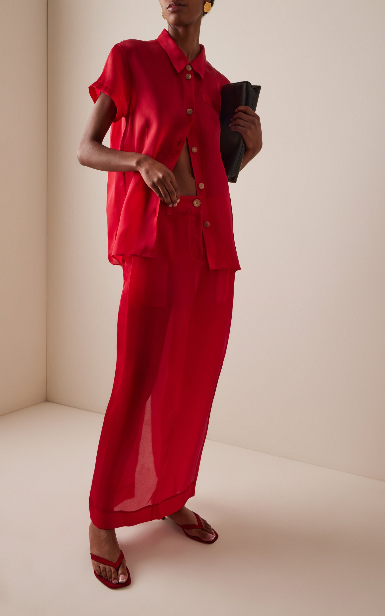 Lucian Pleated Silk-Organza Maxi Skirt red - 2