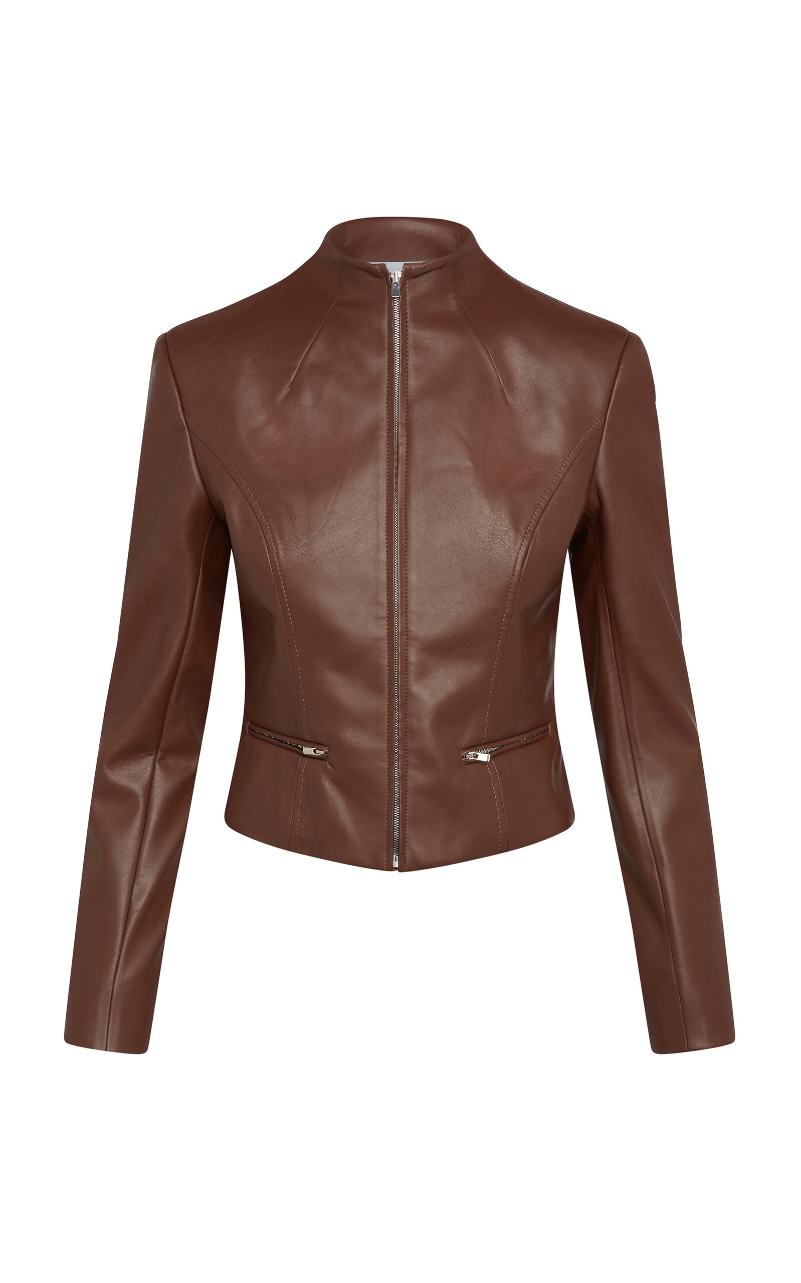 Stru Faux Leather Moto Jacket brown - 1