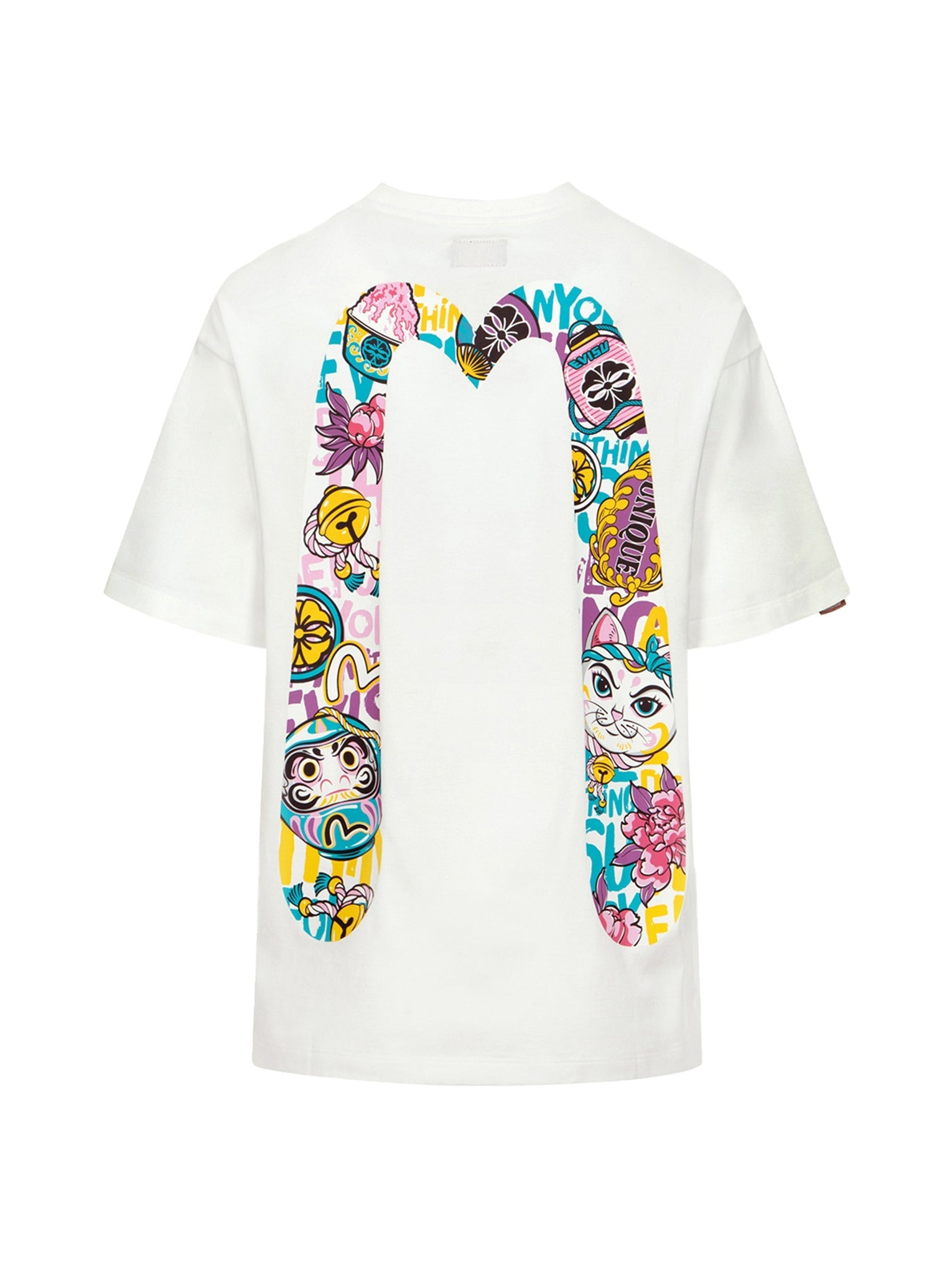 DARUMA AND FORTUNE CAT PRINT DAICOCK OVERSIZED T-SHIRT - 12