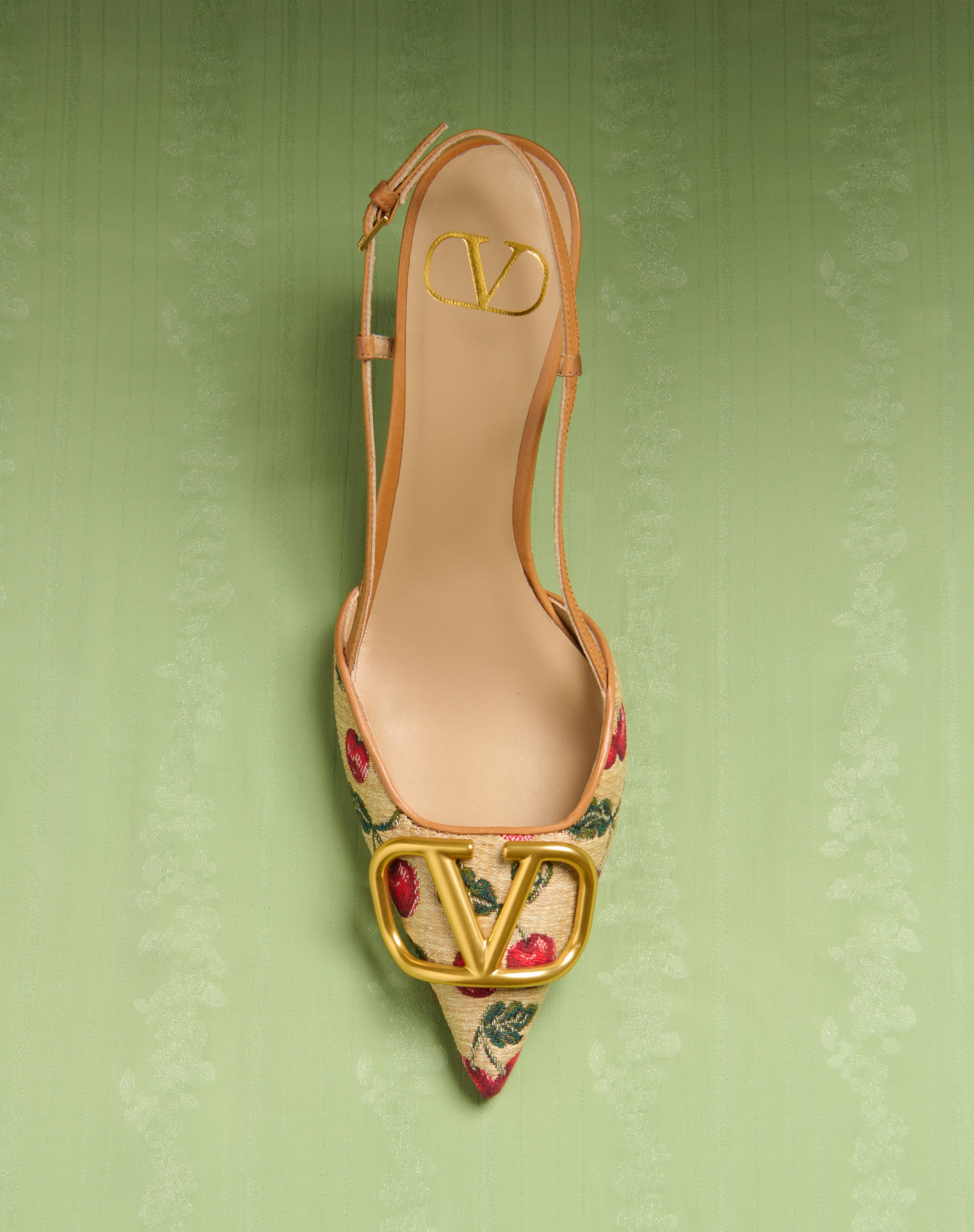 VLOGO SIGNATURE SLINGBACK PUMPS IN CHERRYFIC PATTERN 80MM - 7