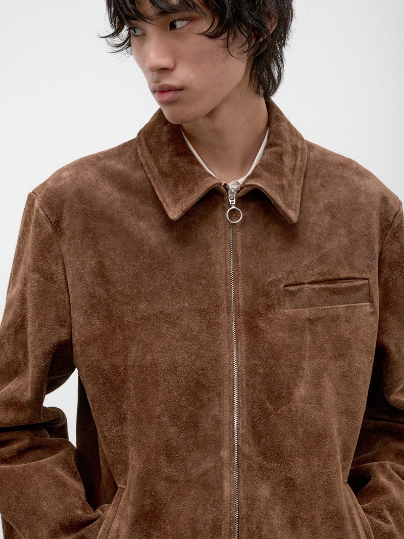 Brown Lamb Leather Zip Jacket 4