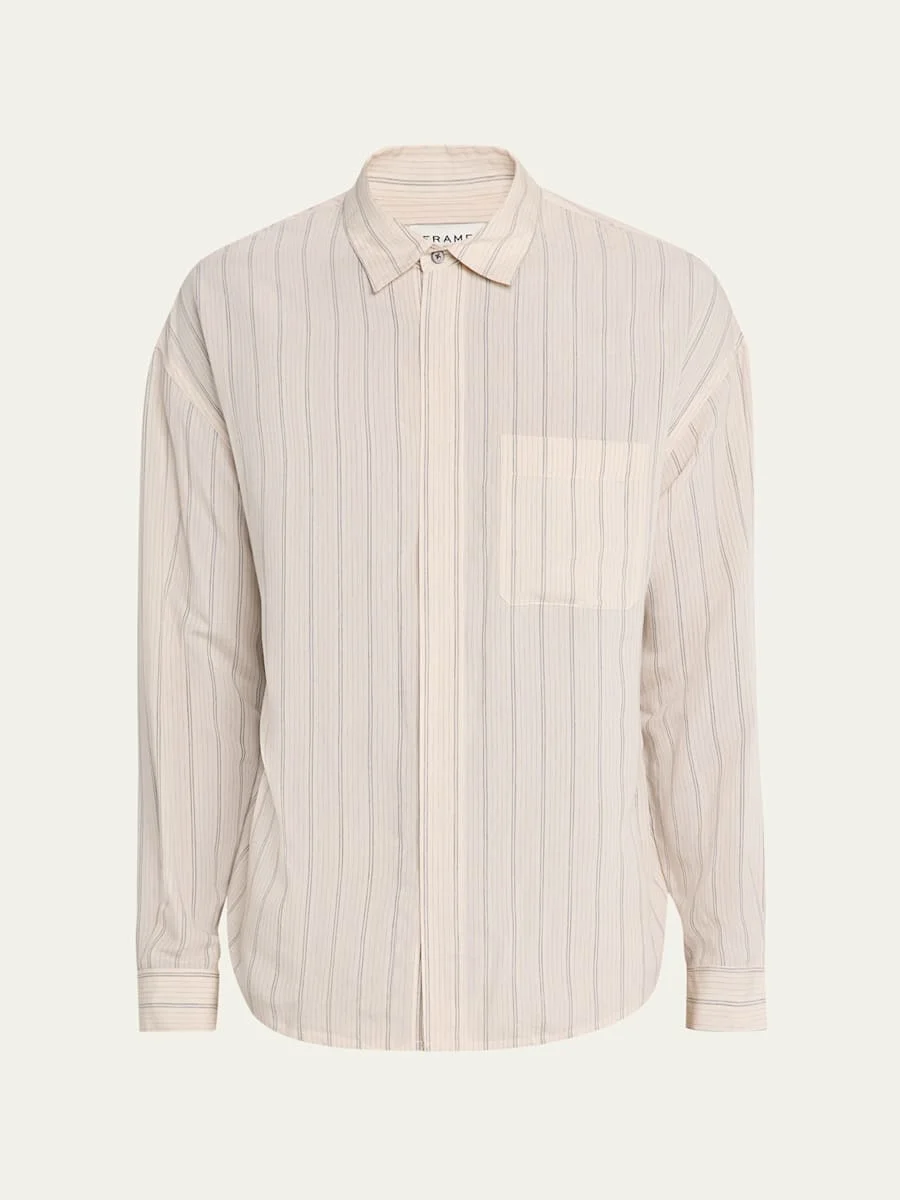 Men's Thin Stripe Pocket Button-Down Shirt - 1