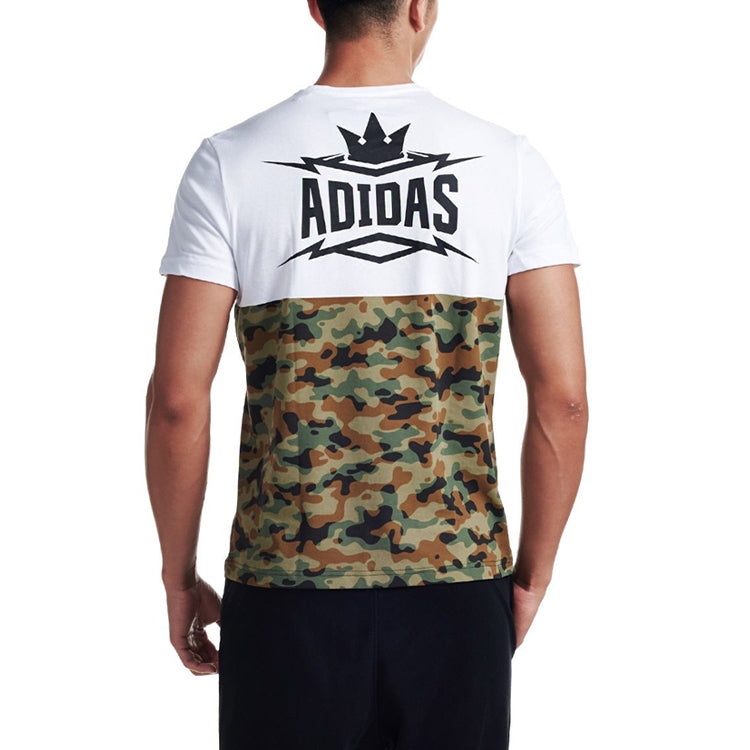 adidas Summer Attack Camouflage Colorblock Sports Round Neck Short Sleeve White AI6065 - 5