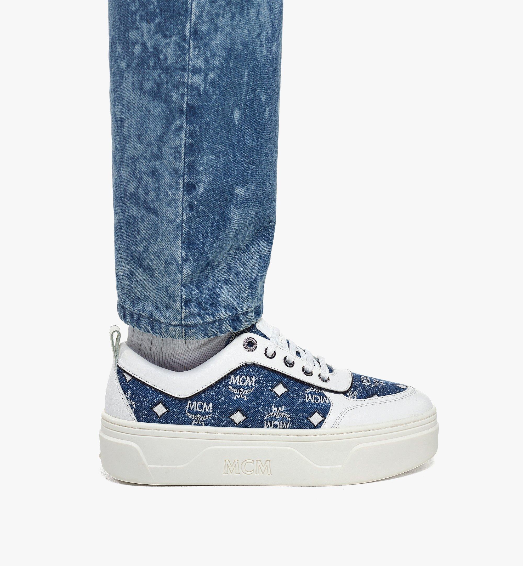 Skyward Platform Sneakers in Vintage Denim Jacquard - 8