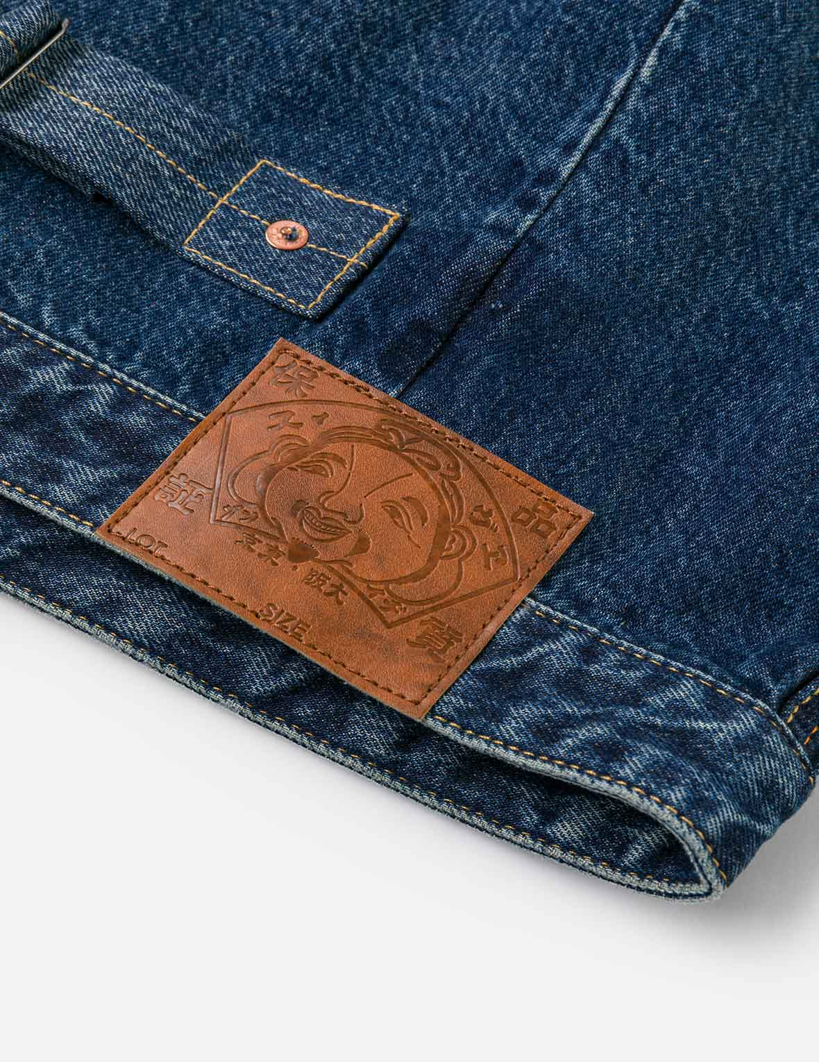 Distressed Seagull Print and Frayed Logo Patch Embroidery Relax Fit Denim Jacket - 14