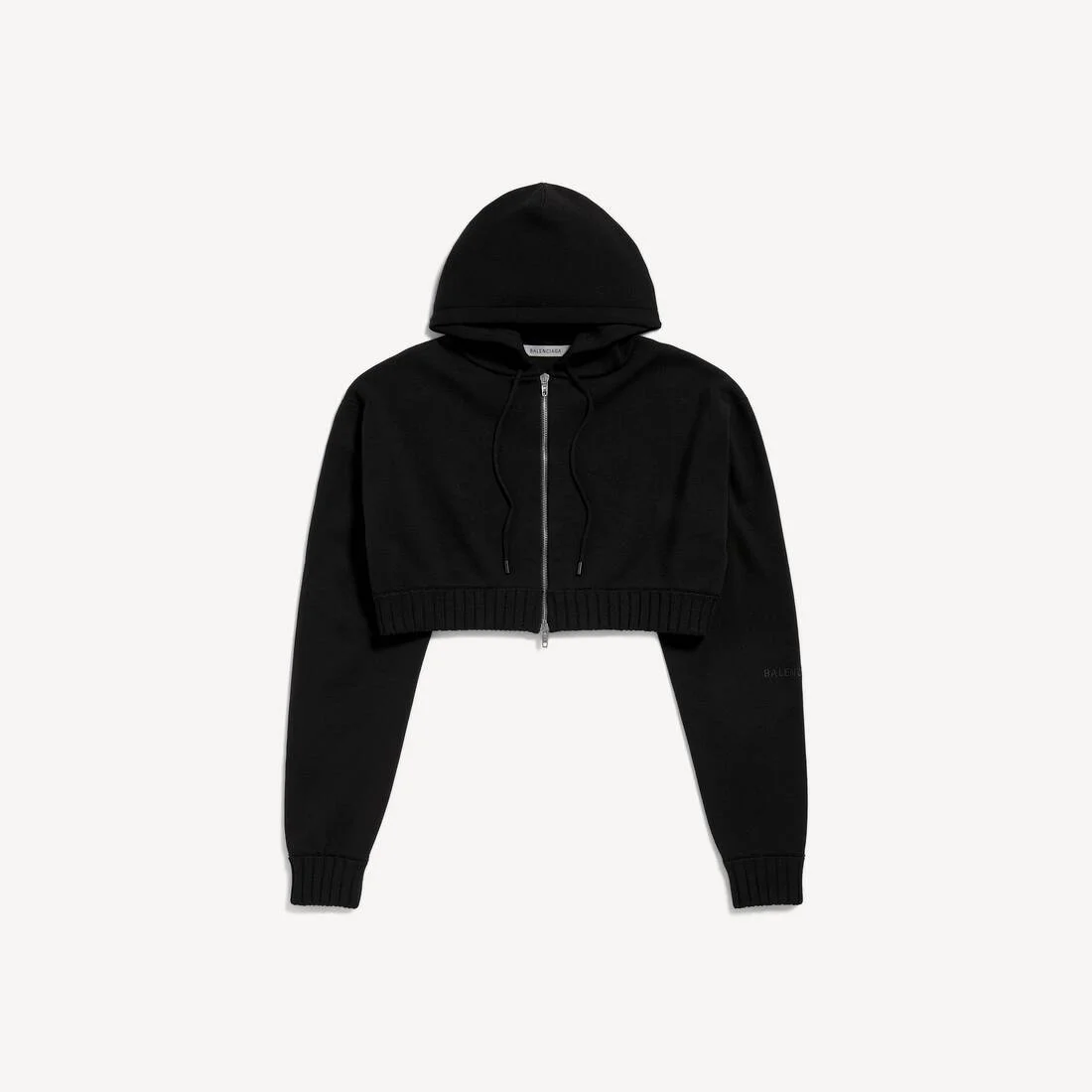 Women's Techwear Cropped Zip-up Hoodie in Black - 1