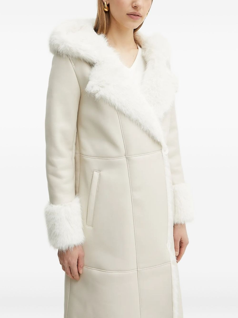 faux-fur-trimmed hooded coat - 3
