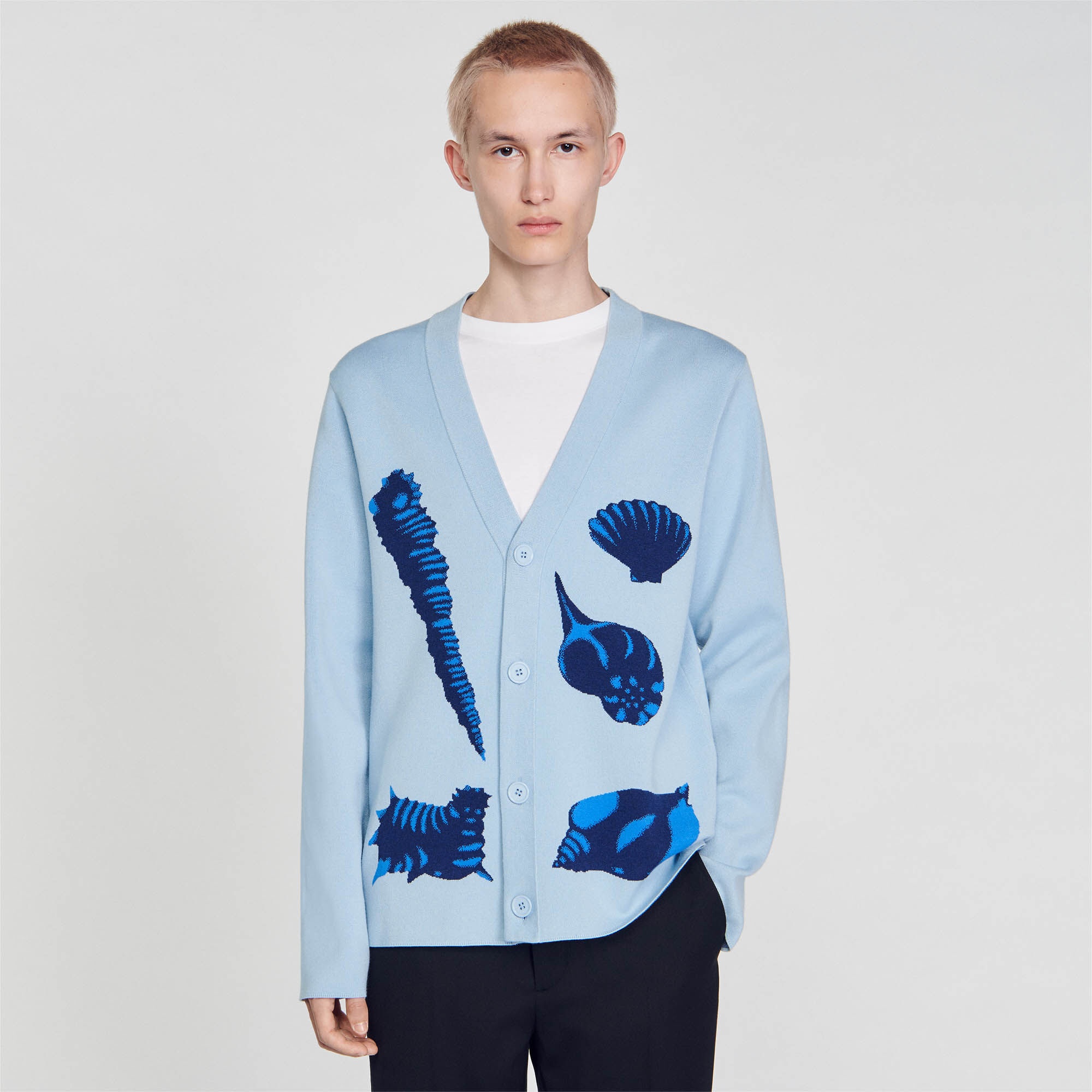 JACQUARD KNIT SEASHELL CARDIGAN - 5