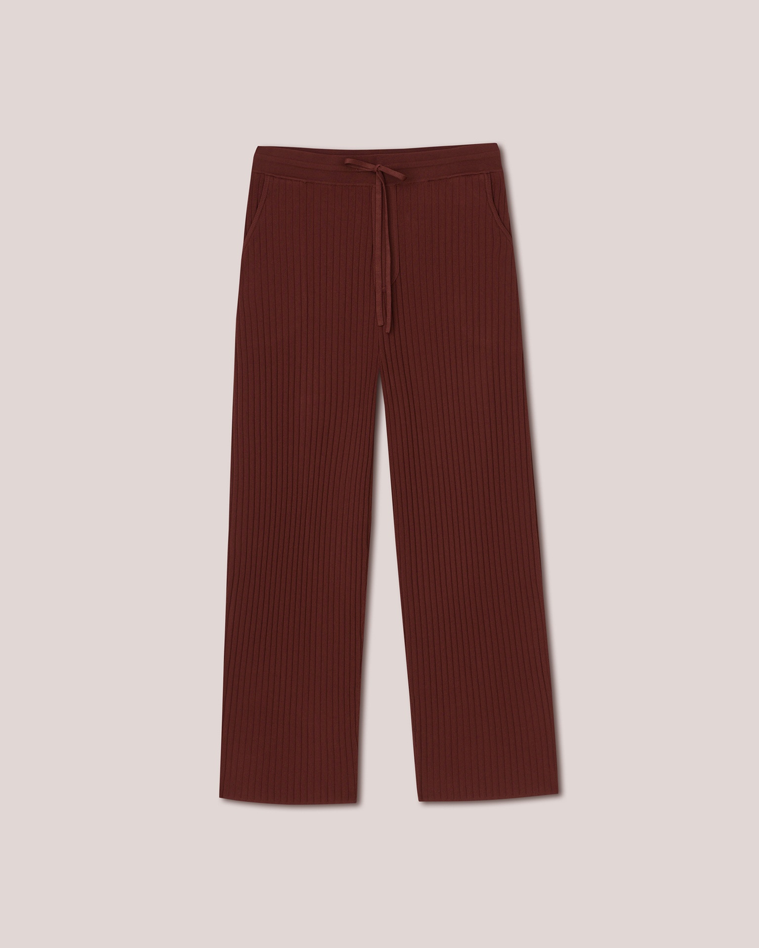 BENNE - Viscose rib lounge pants - Mahogany - 1