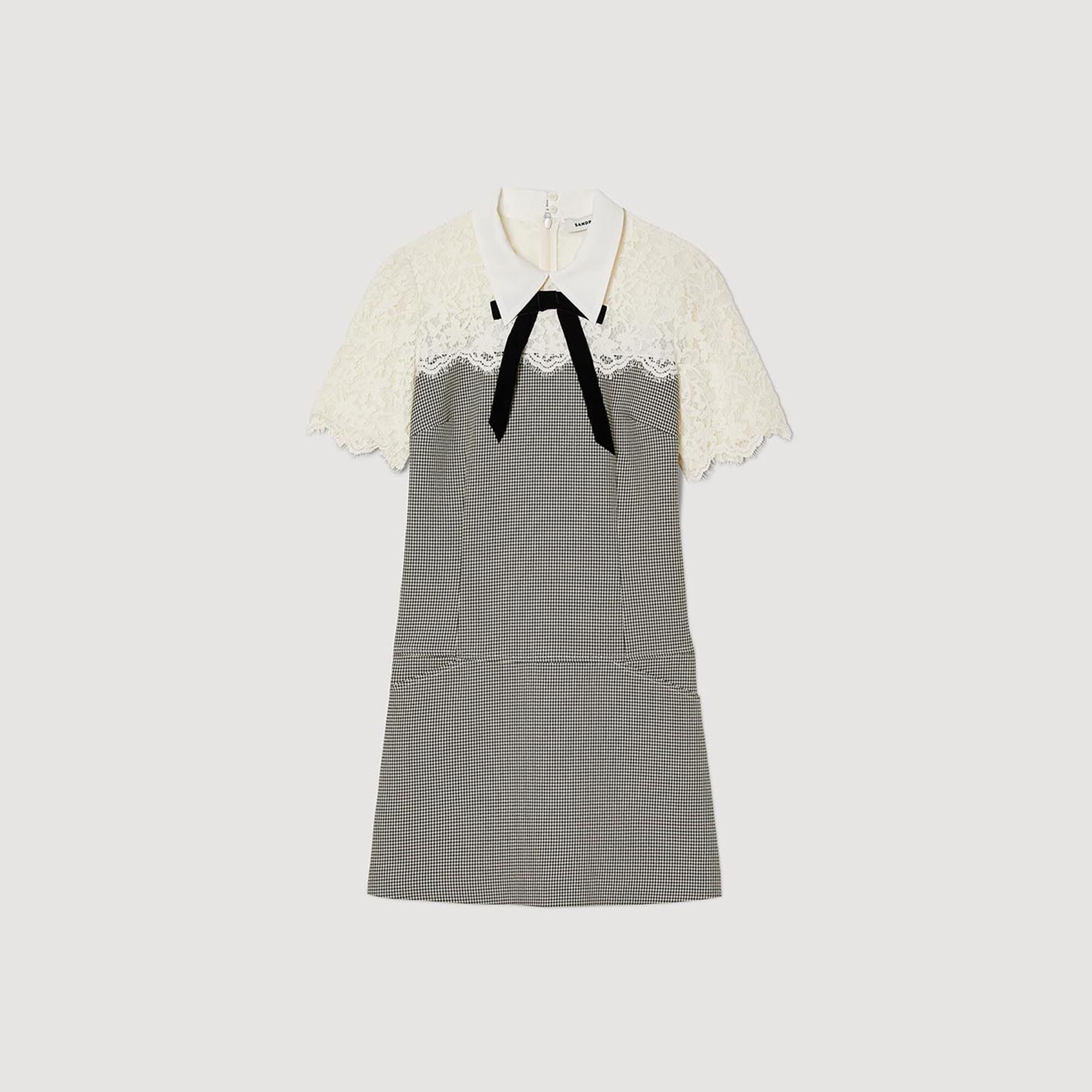 TWO-MATERIAL SHORT DRESS - 1
