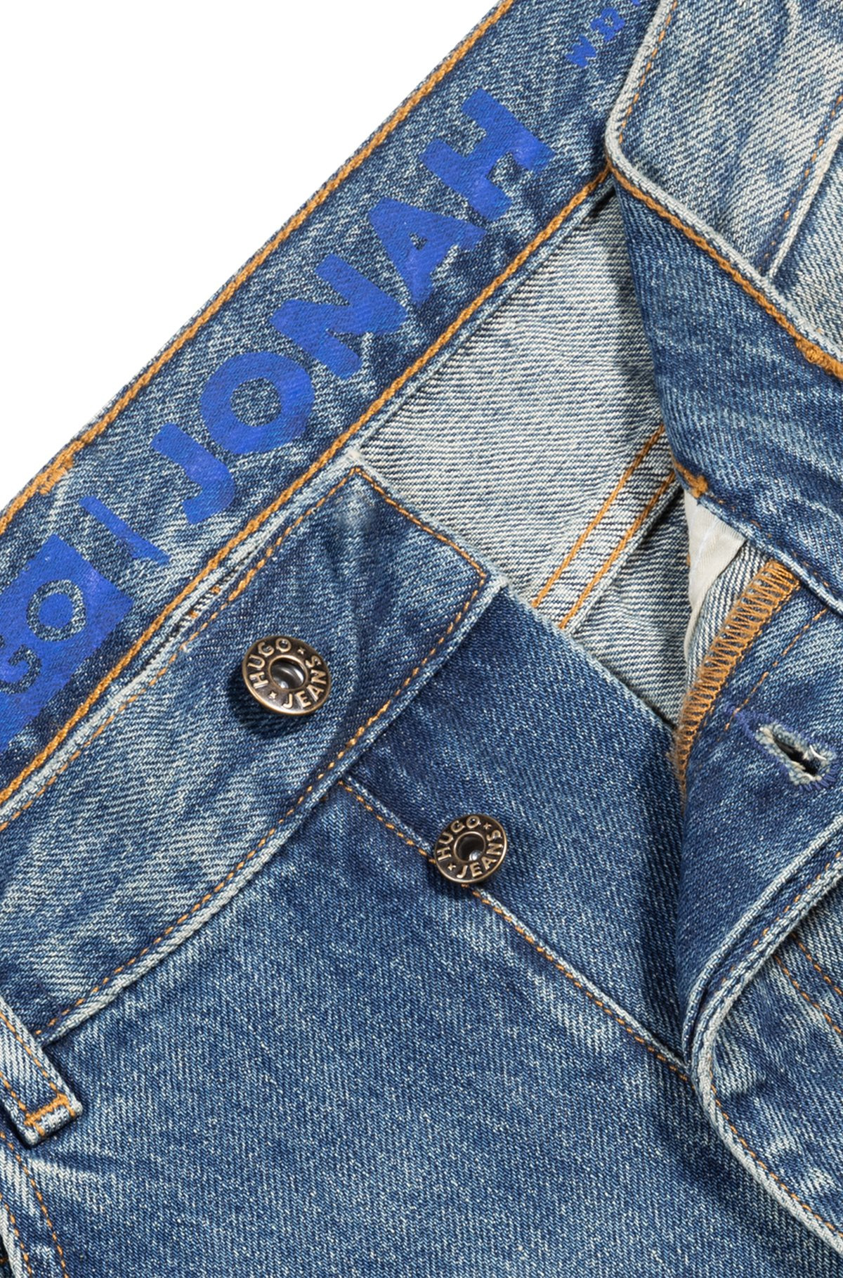REGULAR-FIT JEANS IN MID-BLUE STONEWASHED DENIM - 6