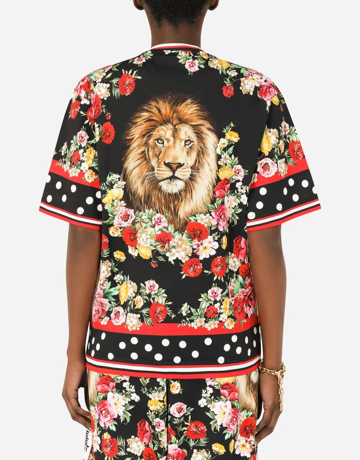 Cotton t-shirt with lion mix print - 4