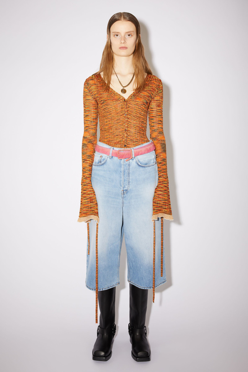 Acne Studios Deconstructed hairy leather buckle belt - Bright pink outlook