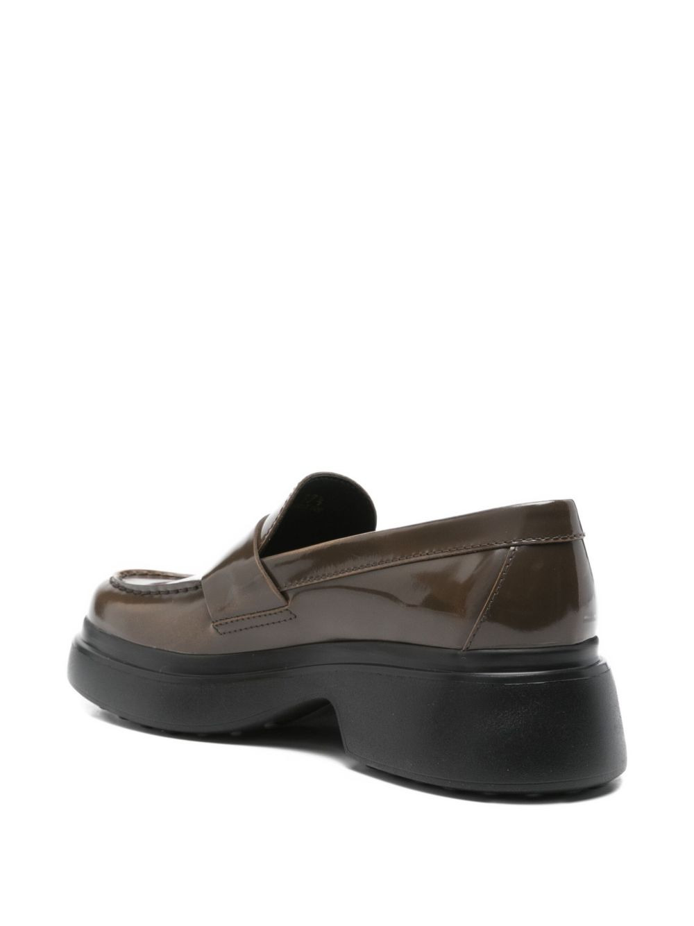 leather platform loafers - 3
