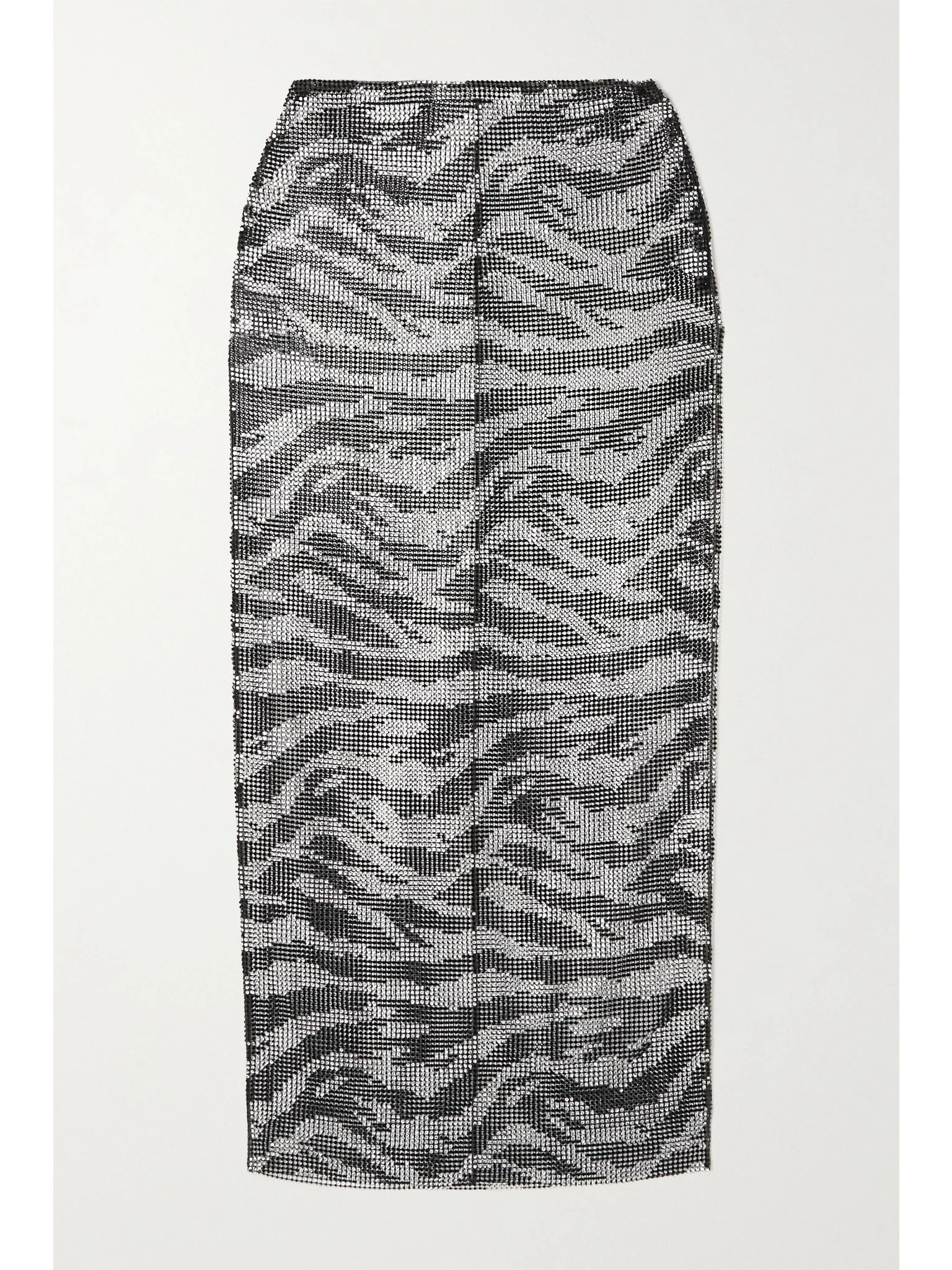Crystal-embellished mesh midi skirt Silver - 1
