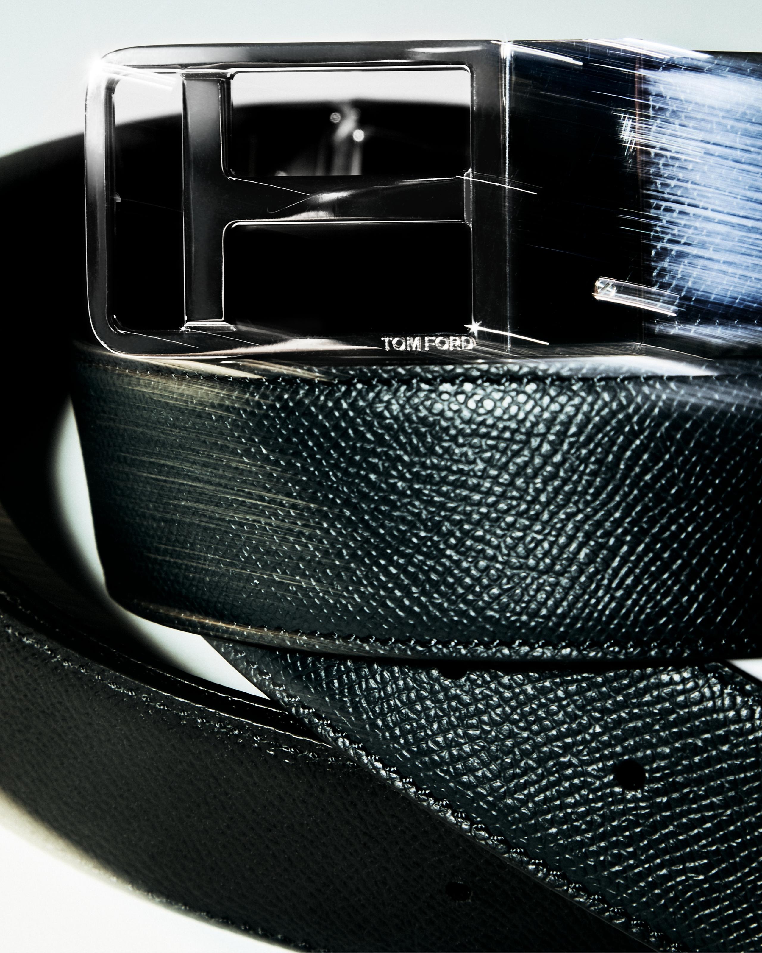 SMALL GRAIN LEATHER REVERSIBLE FRAMED T BELT - 3
