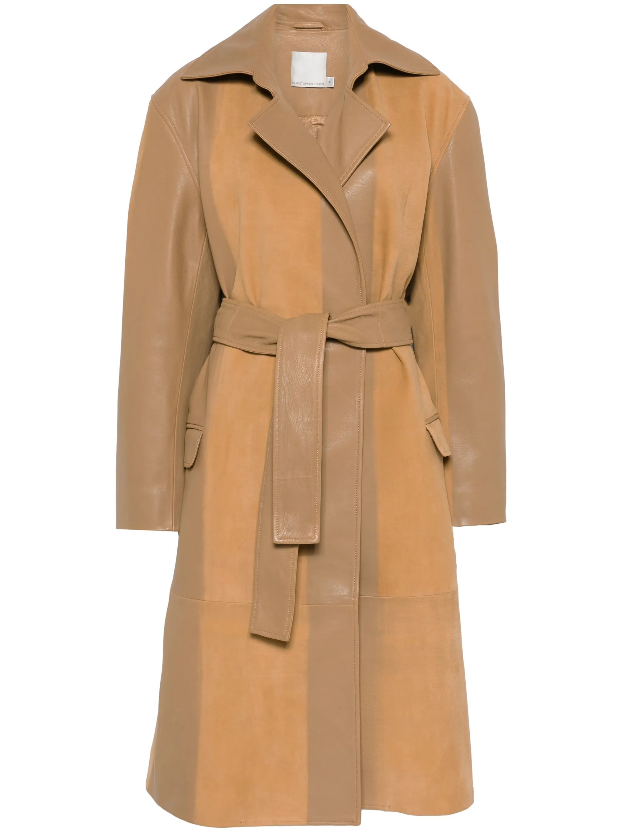 scuffed-leather coat - 1