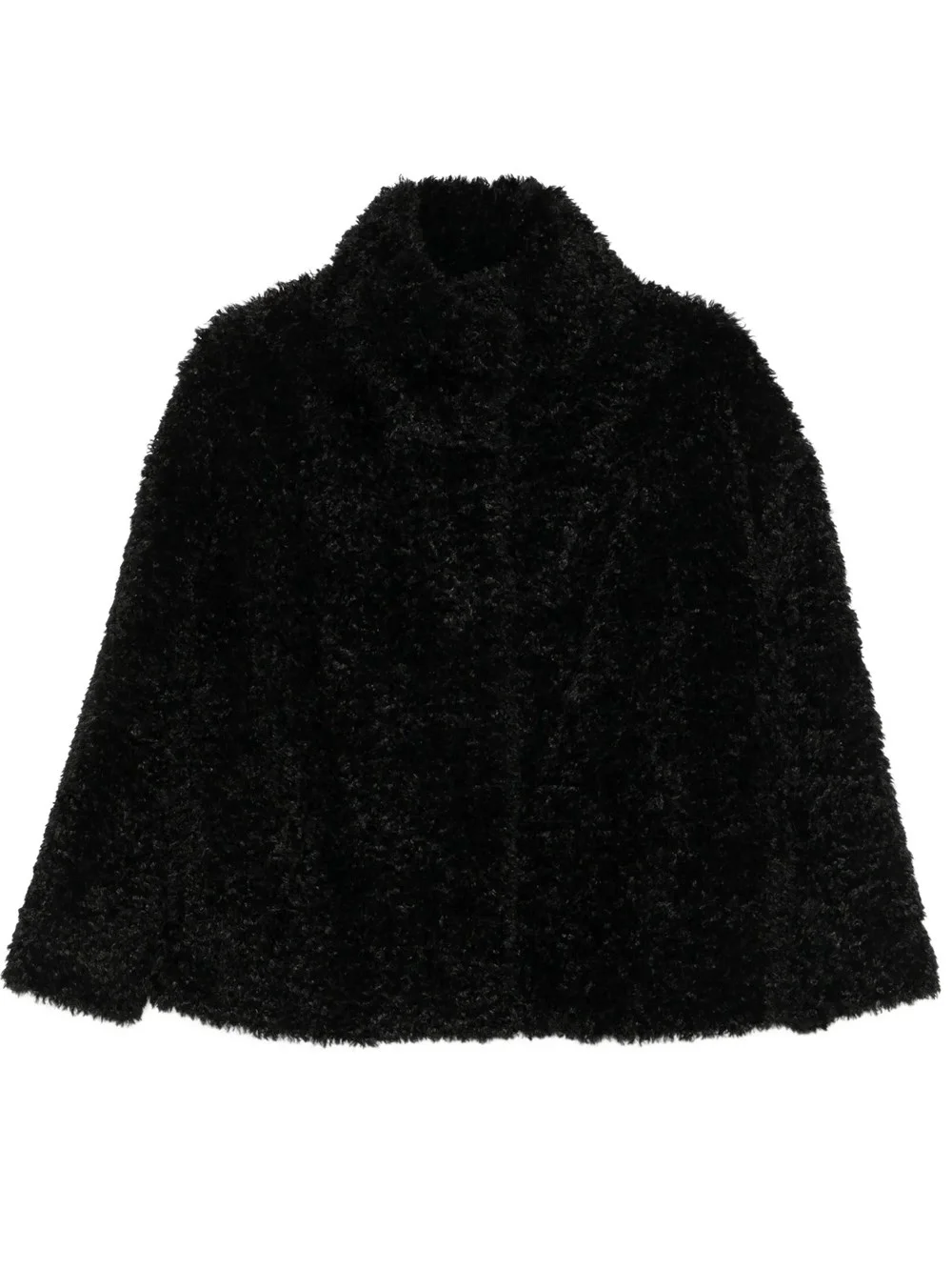 SHORT HIGH COLLAR COAT IN FAUX FUR - 1