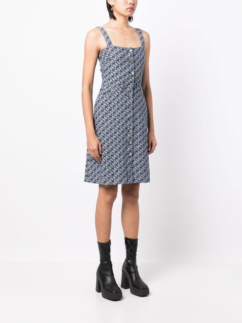 jacquard-logo denim dress - 3