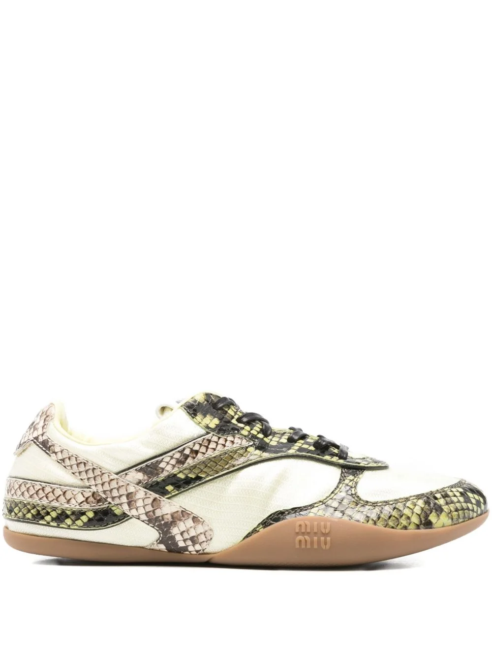 snakeskin-effect panelled sneakers - 1