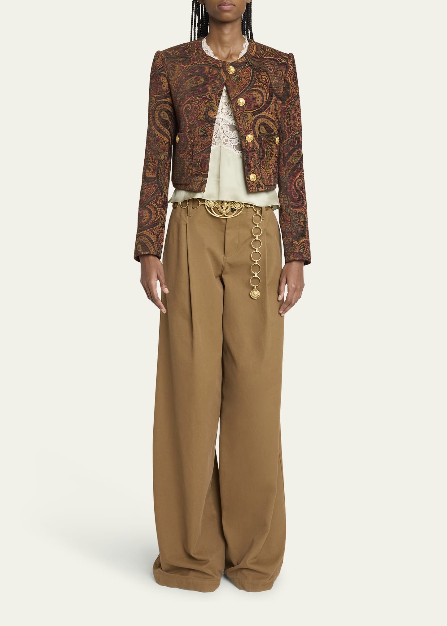 Paisley Velvet Single-Breasted Jacket - 2