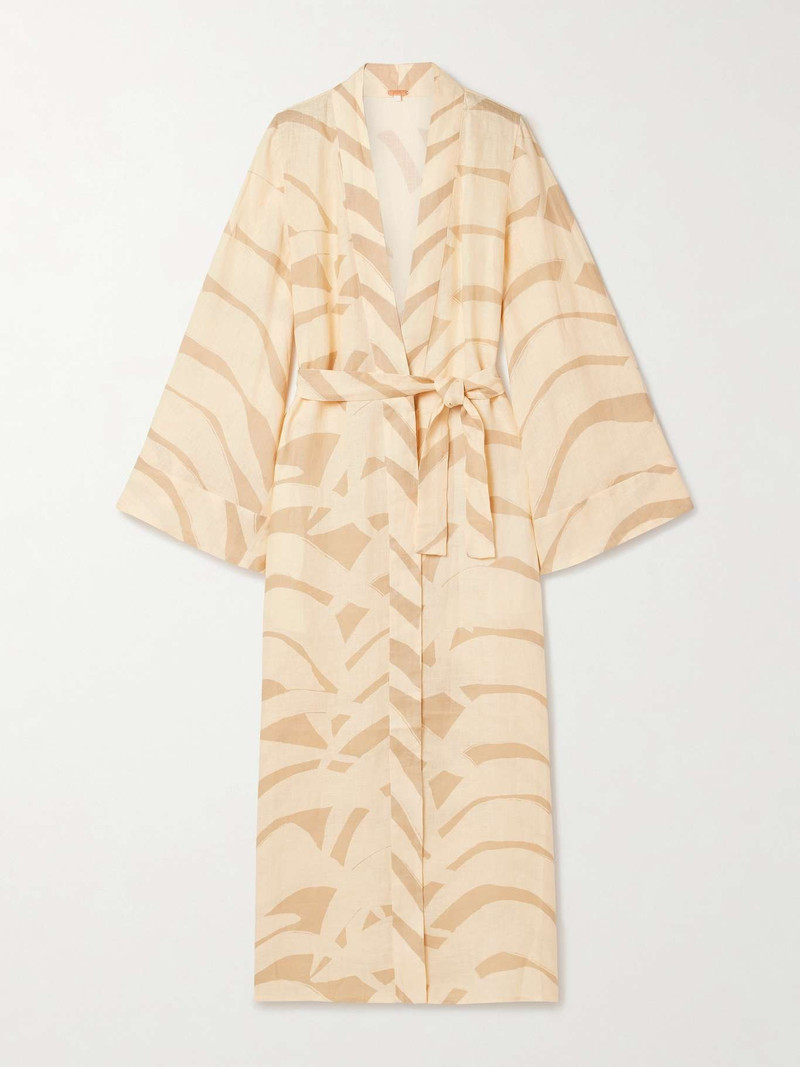Sail Softly belted printed linen robe - 1