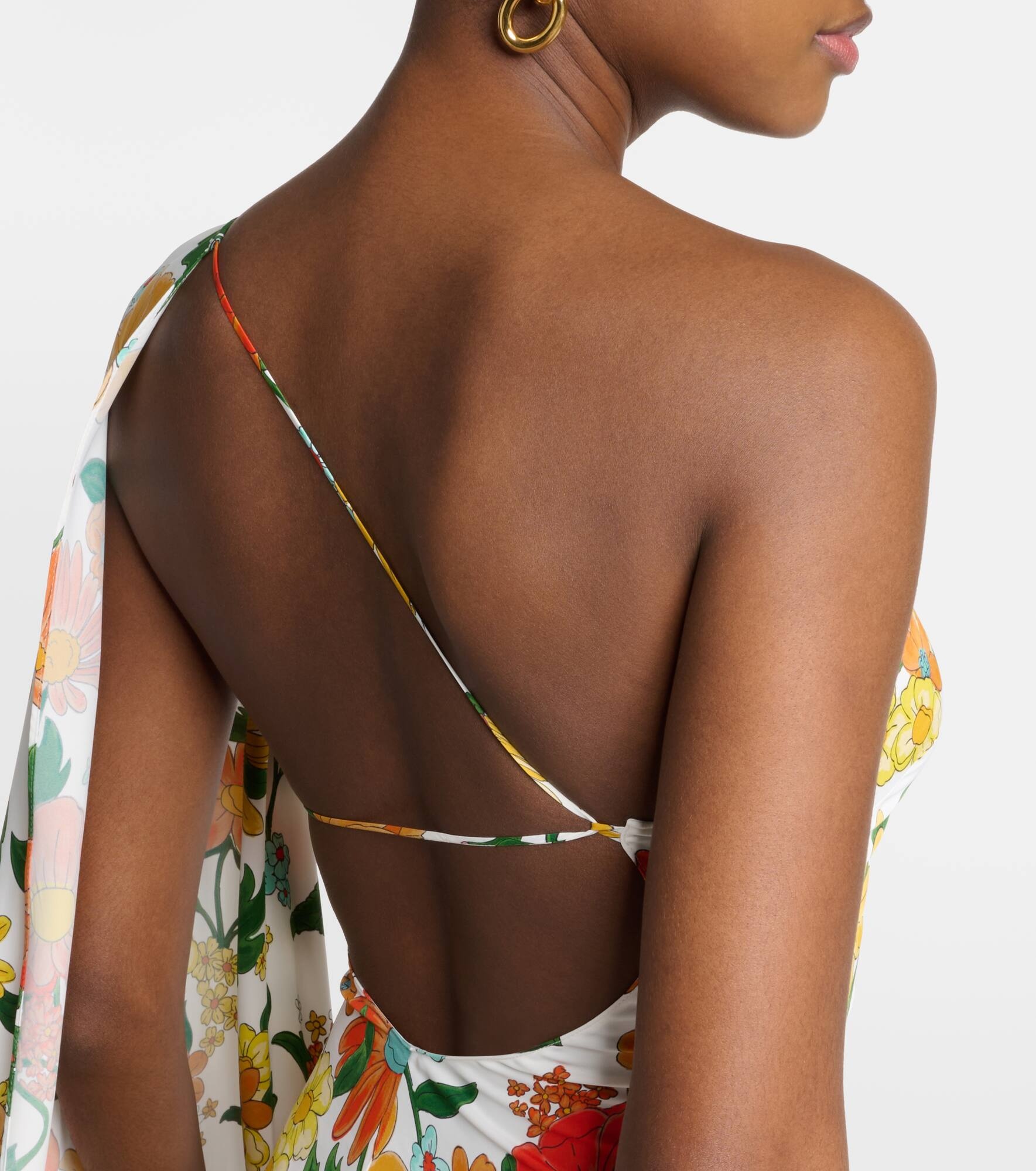 Caped one-shoulder cady gown - 6