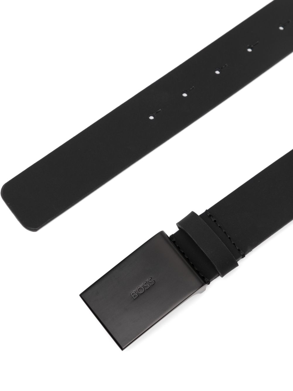 logo-engraved leather belt - 2