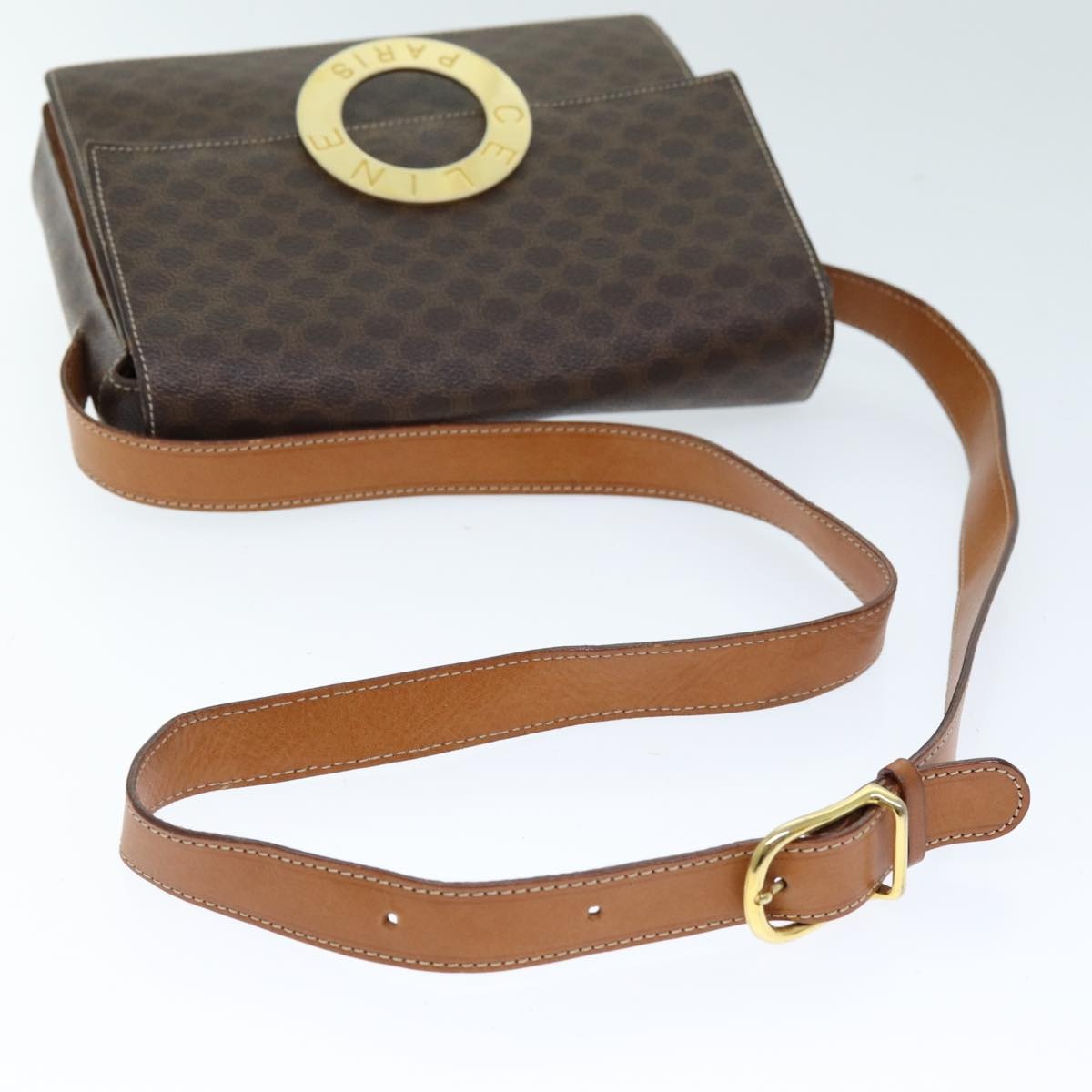 CELINE Macadam Canvas Shoulder Bag Pvc Brown - 7