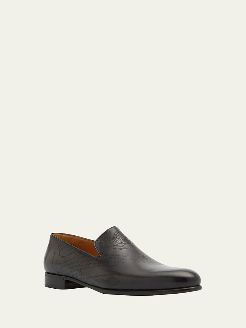 Berluti Men's Cursive Galet Scritto Leather Loafers outlook
