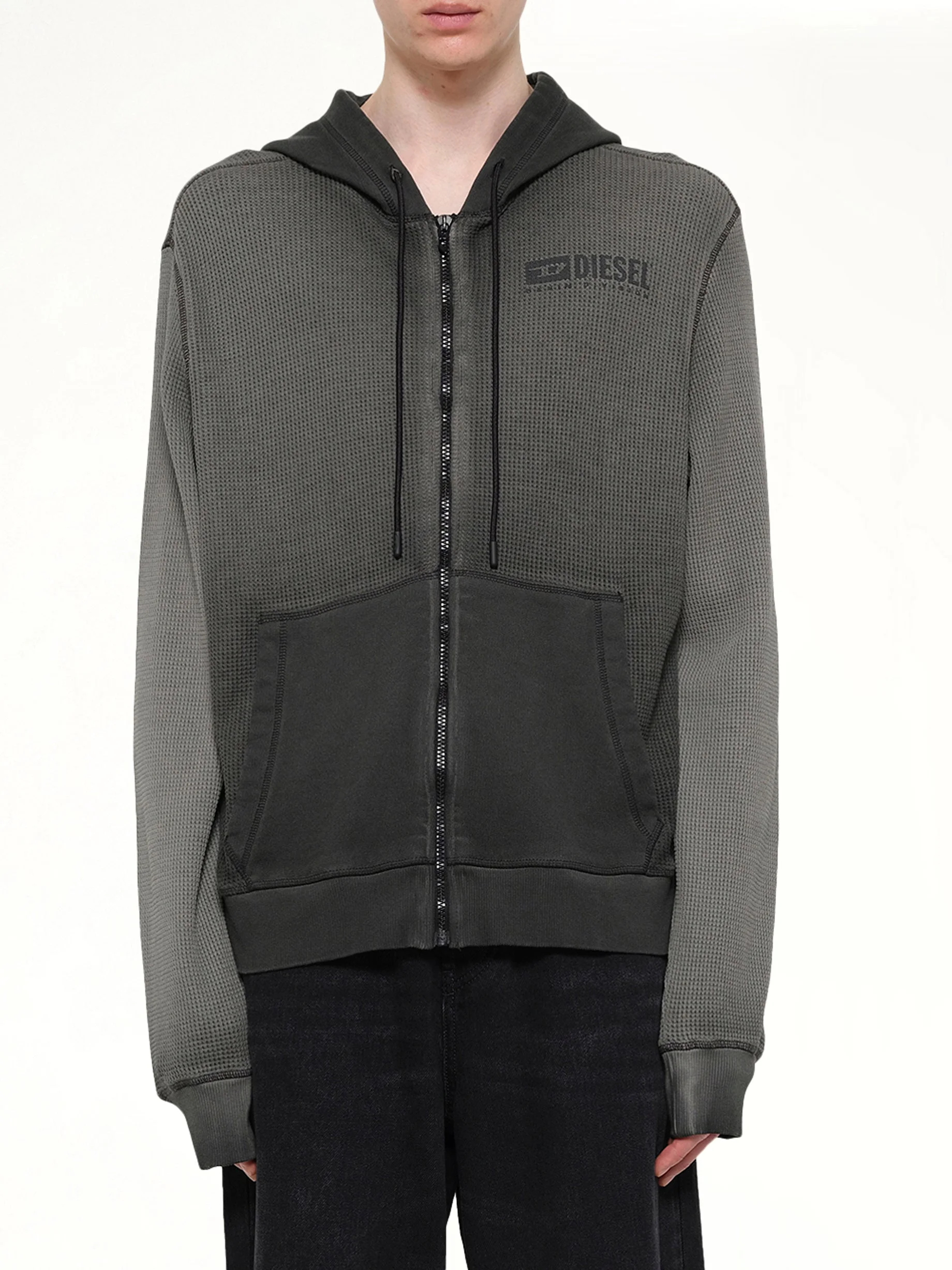 S-WAFY-HOOD-ZIP Hoodie in Washed Black - 1