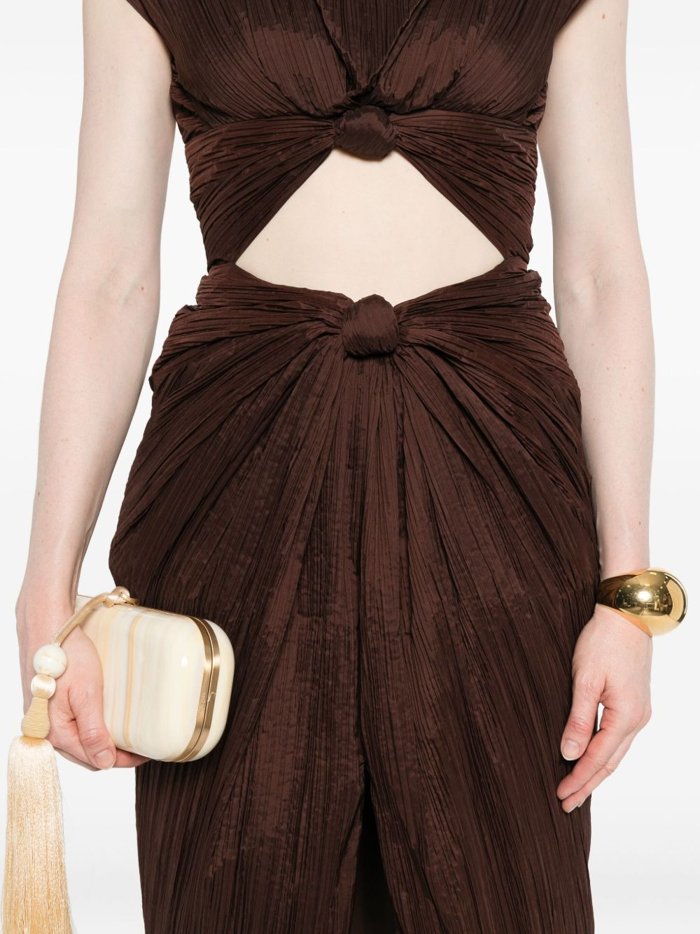 Inaya plissé knot-detail midi dress - 5