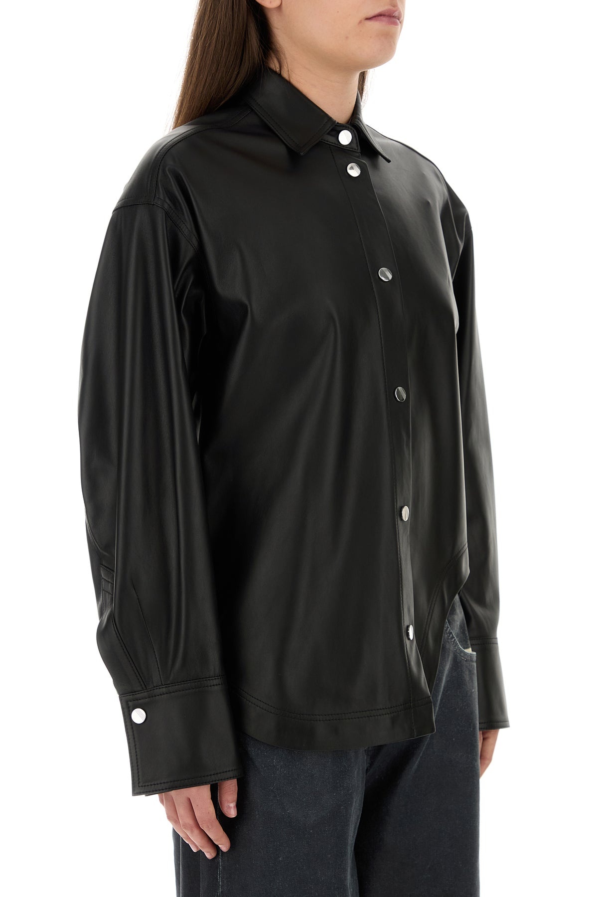 Black leather Eliza shirt - 3