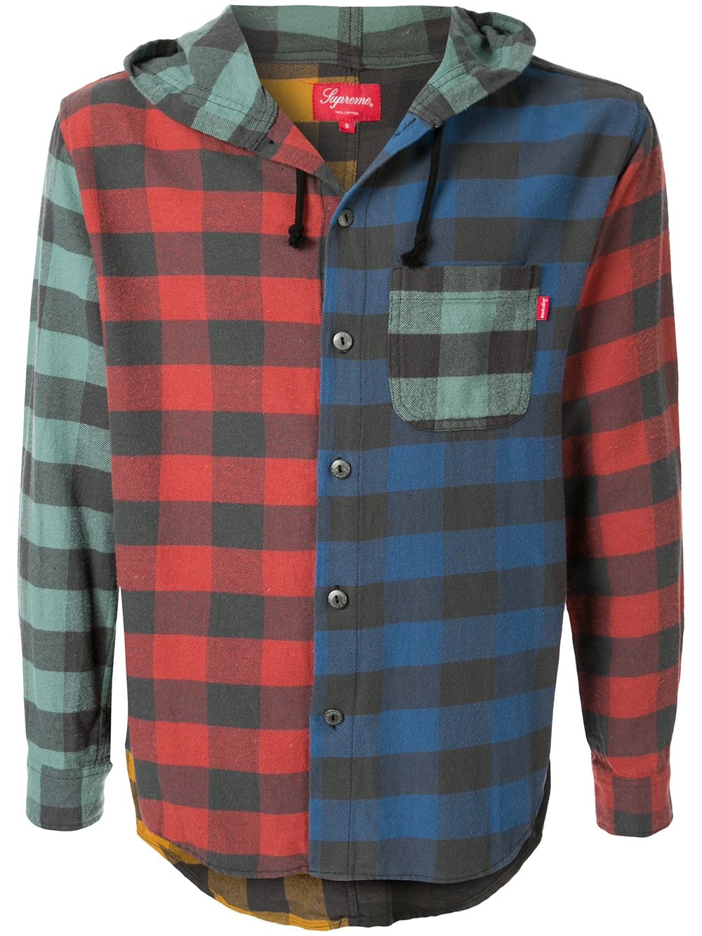 hooded plaid flannel shirt - 1