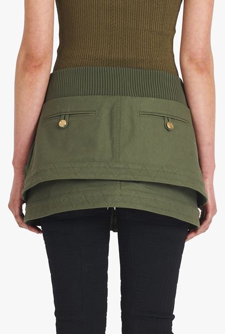 Short khaki denim low-rise skirt - 8