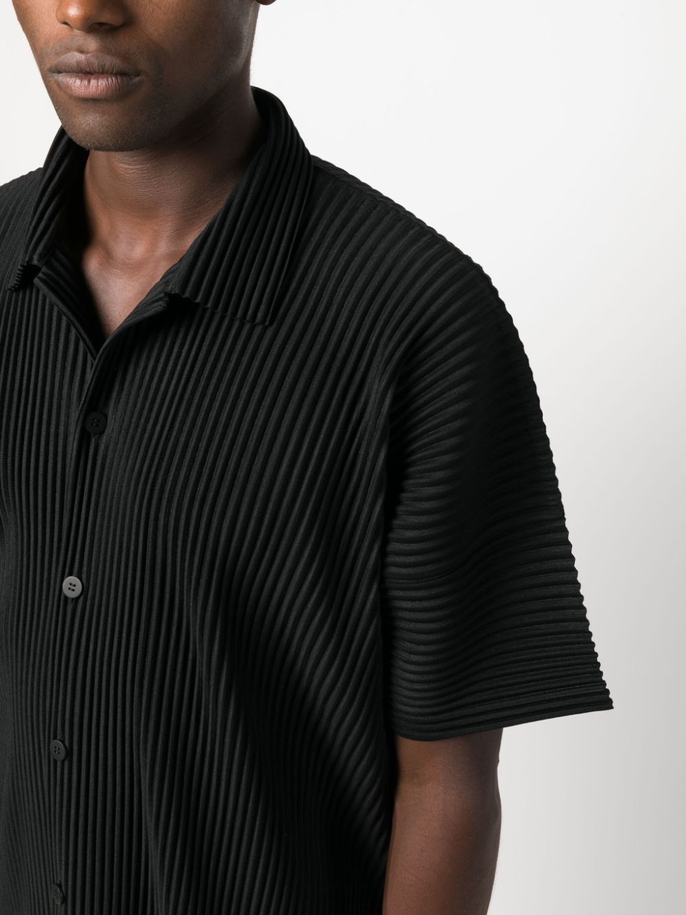 camp-collar pleated shirt - 5