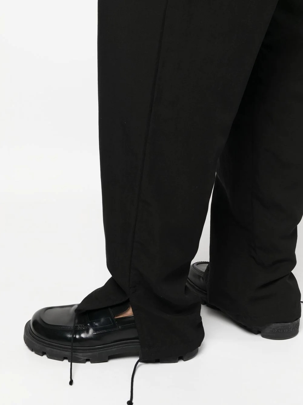 straight-leg drawstring cuff trousers - 6