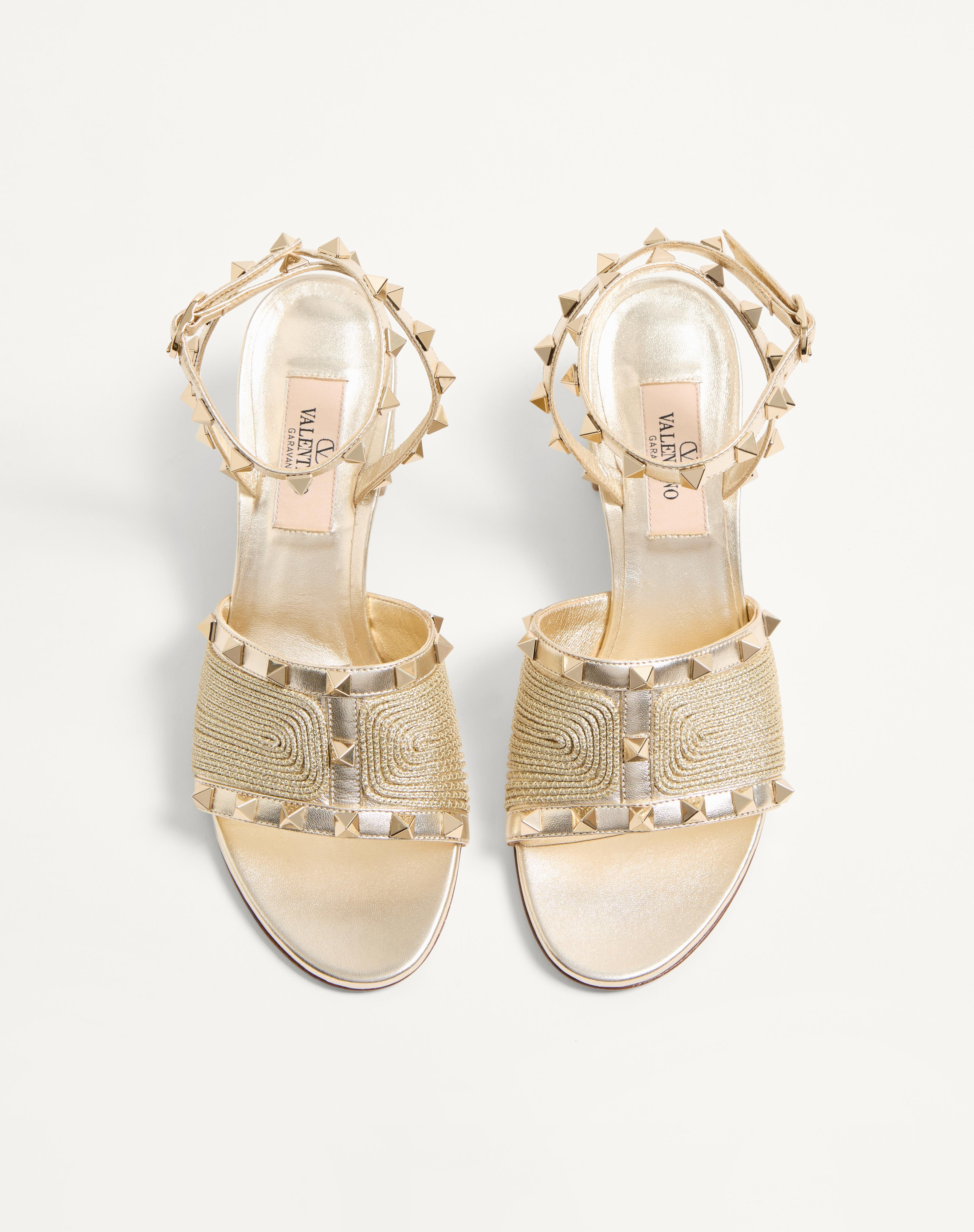 ROCKSTUD SANDAL IN LAMINATED NAPPA WITH CORNELY EMBROIDERY 60MM - 4