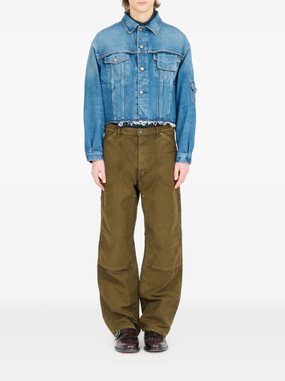 frayed denim jacket - 2