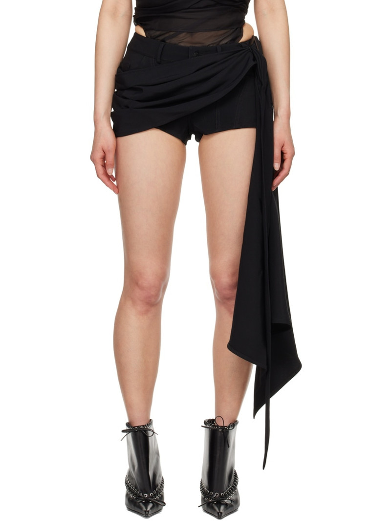 Black Draped Shorts 1