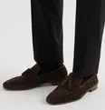 Chester Leather-Trimmed Suede Tasselled Loafers - 16