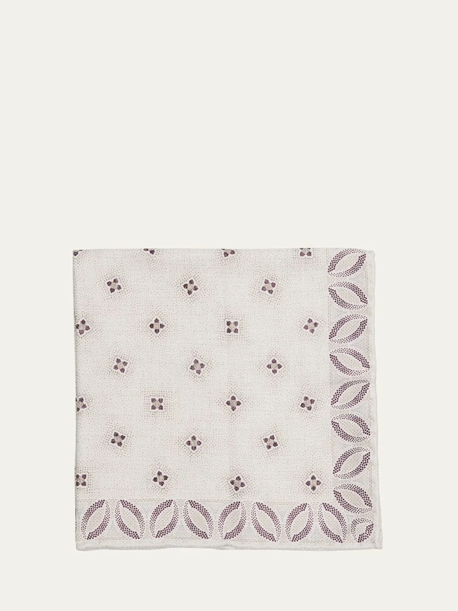 Men's Silk Floral Print Pocket Square - 1