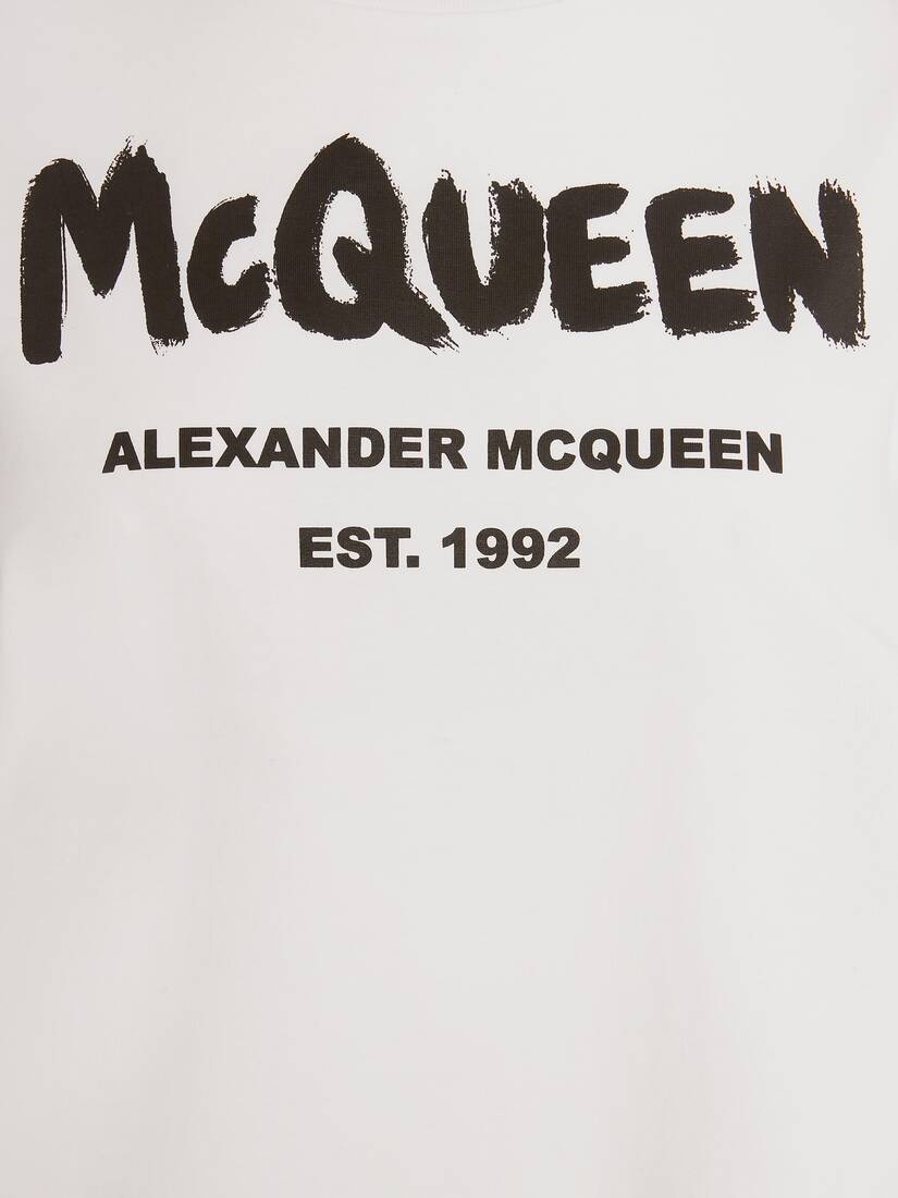 Women's McQueen Graffiti T-shirt in White/black - 5