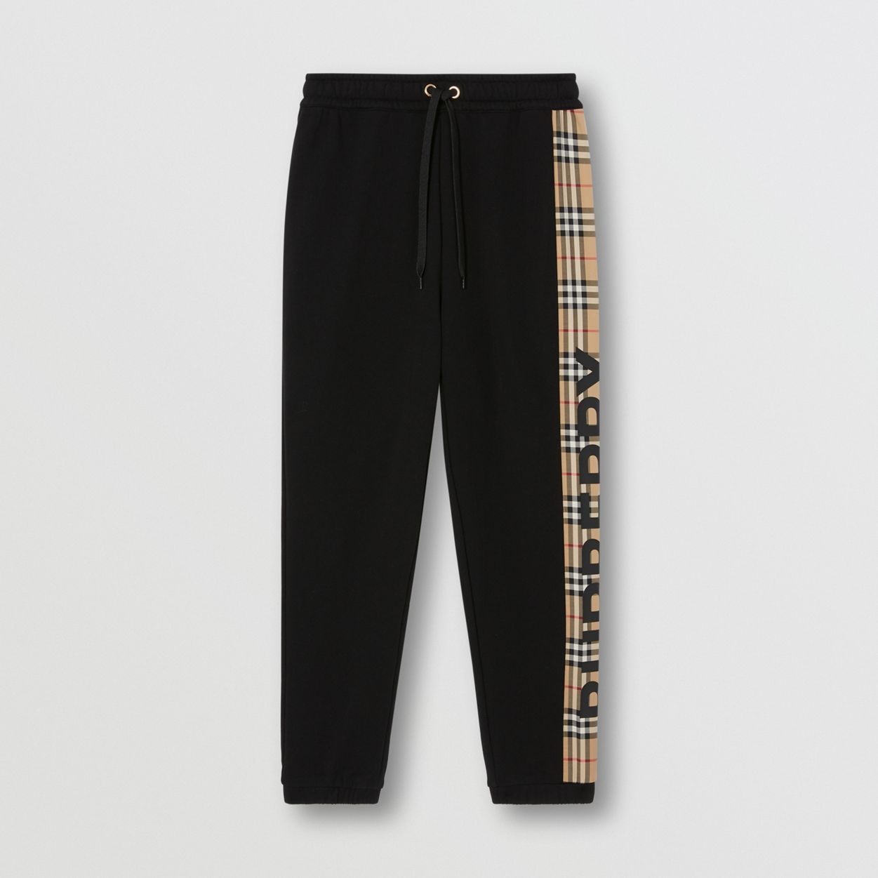 Vintage Check Panel Cotton Jogging Pants - 1